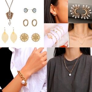 NWT - Gold & Pearl Jewellery Kit – Necklaces, Earrings & Bracelets